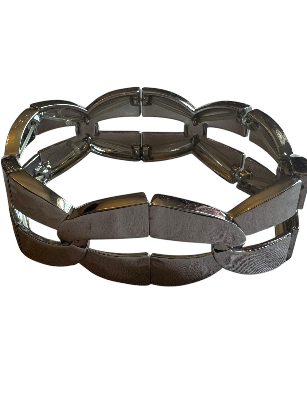 Chunky Silver Link Stretch Bracelet - Picture 7 of 7